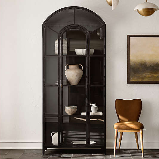 Ventana 40" Black Metal and Glass Storage Display Cabinet